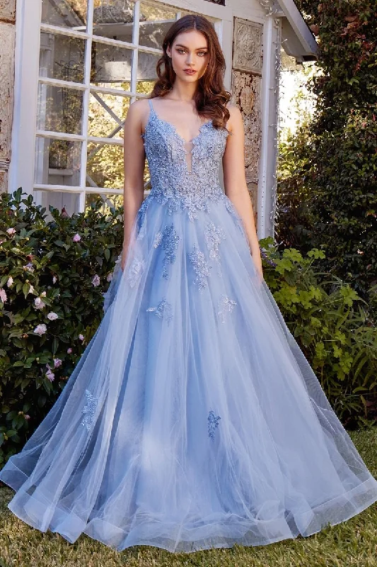Andrea and Leo -A1417 Lace Applique Tulle A-Line Dress