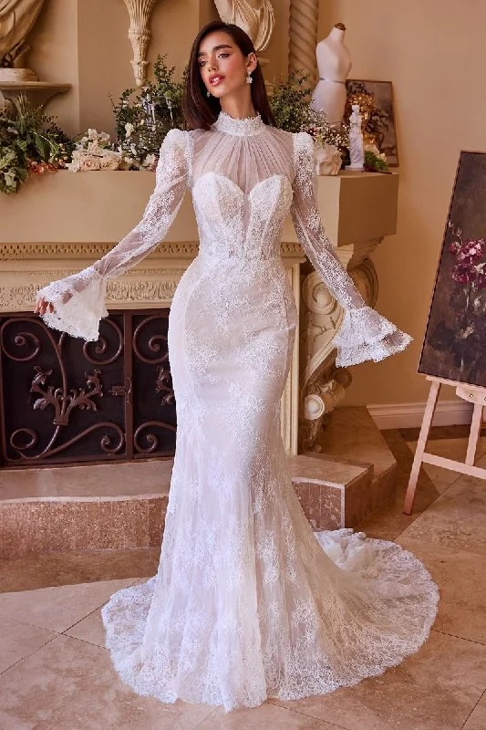 Andrea and Leo -WL042 High Neck Laced Bridal Mermaid Dress