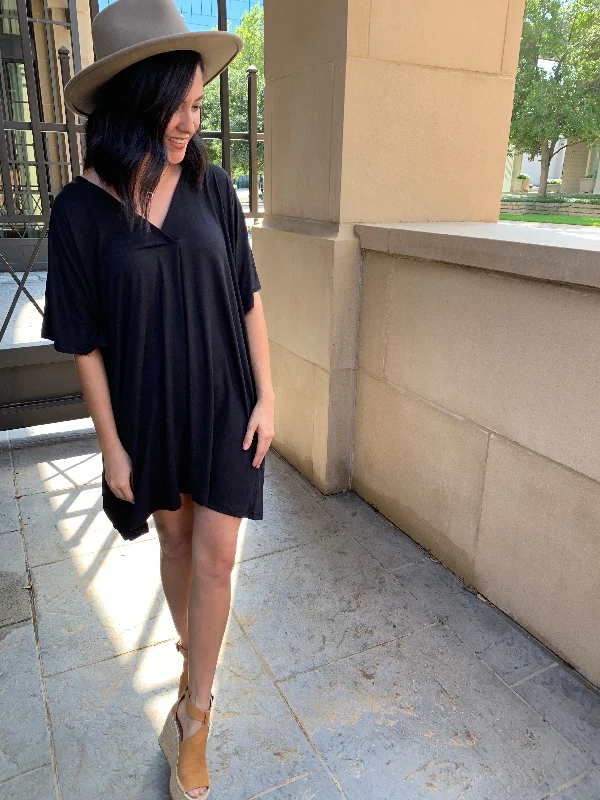 Black V-Neck Dress