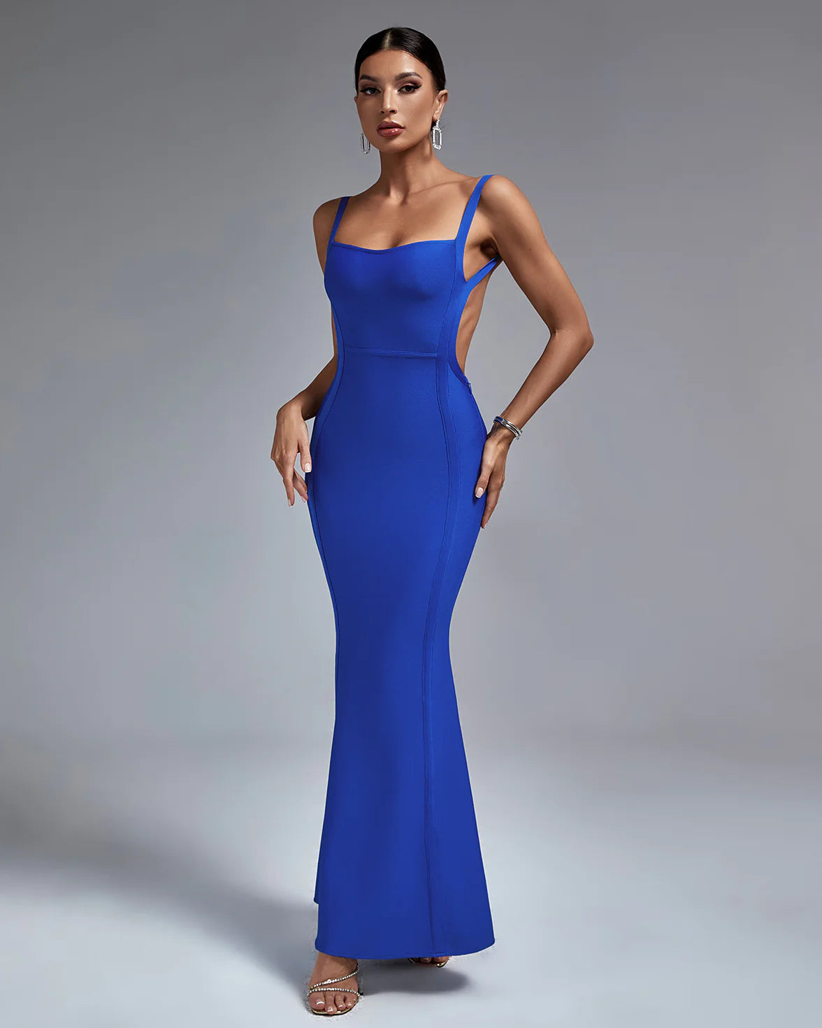 Blue Mermaid Backless Bandage Dress