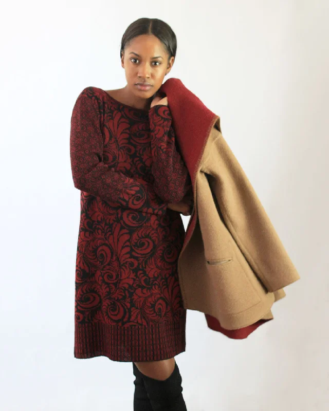 Botanical Jacquard Baby Alpaca Sweater Dress