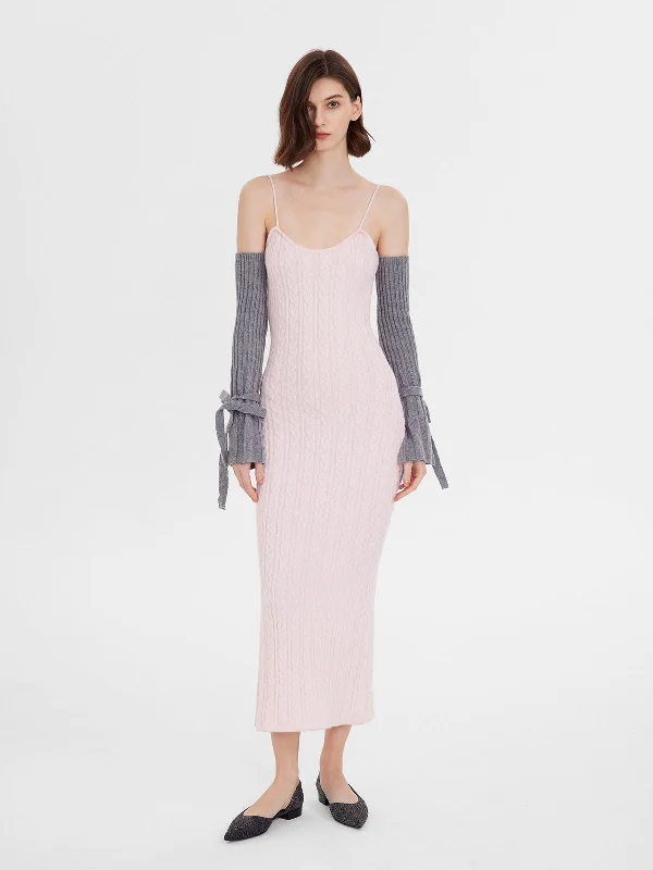 Cable Knit U-Neck Slip Dress