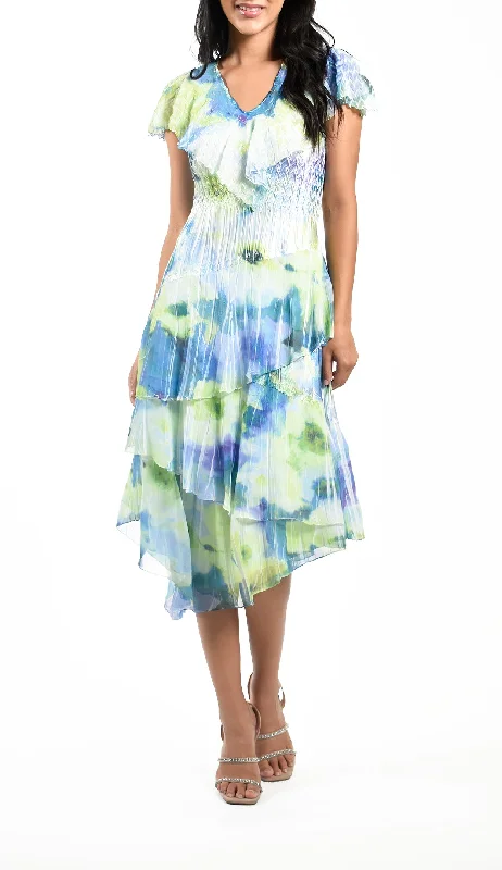 Flutter Sleeve Tiered Dress