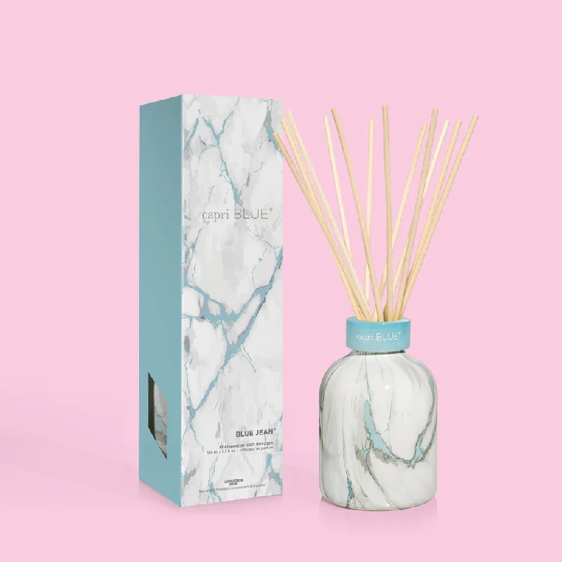 Capri Blue Blue Jean Modern Marble Petite Reed Diffuser, 5.7 fl oz Fashionable White Denim Jeans