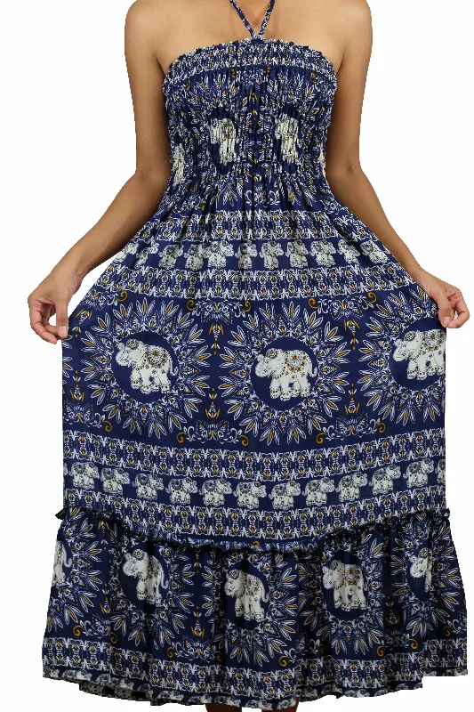 Chang DokPhlu Halter Elephant Dress Blue
