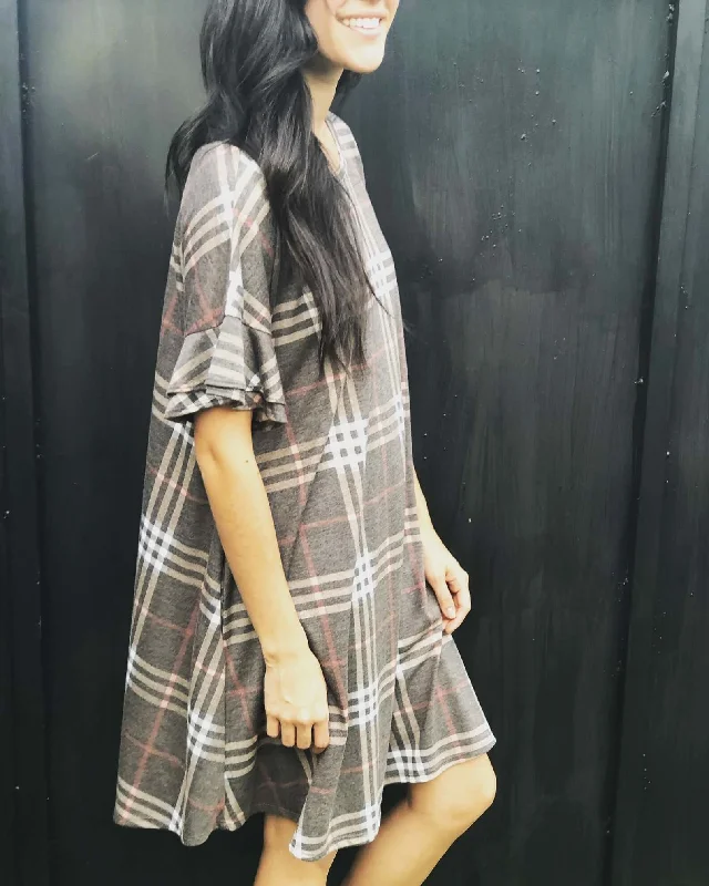 Grey Plaid Dress