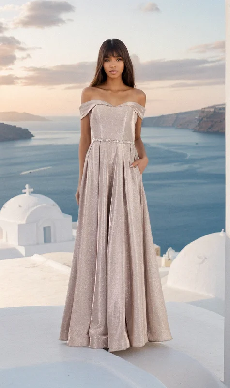 Long Glitter A-Line Prom Dress: Chicas DM4007