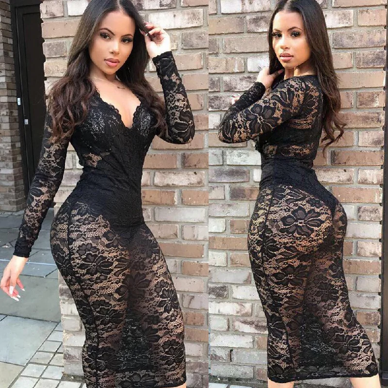 Women Lace V-neck Dress