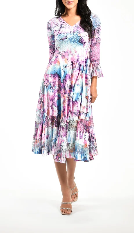Flare Sleeve V-Neck Dress
