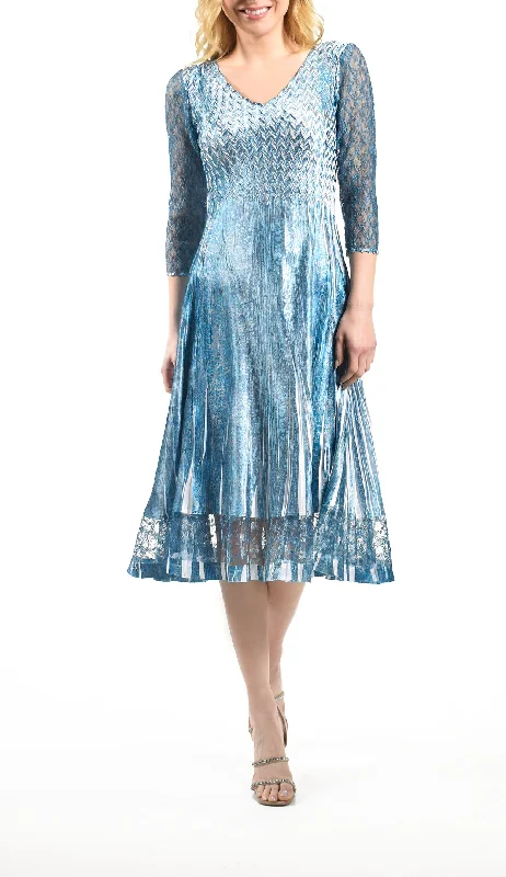Lace Sleeve Charmeuse Dress