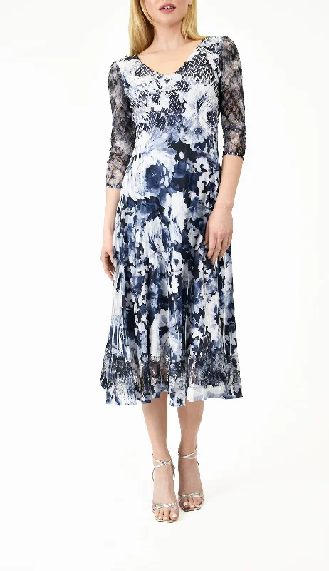 Lace Sleeve Charmeuse Dress