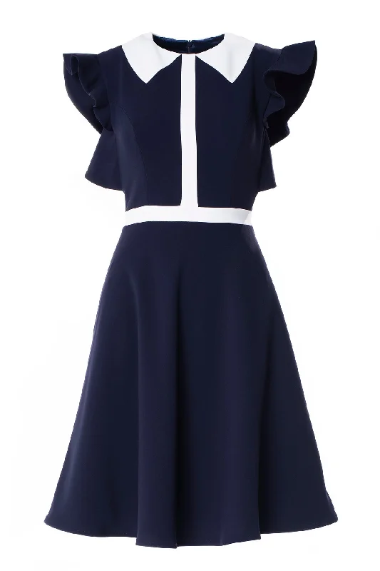 COLOR BLOCKED RUFFLE DRESS
