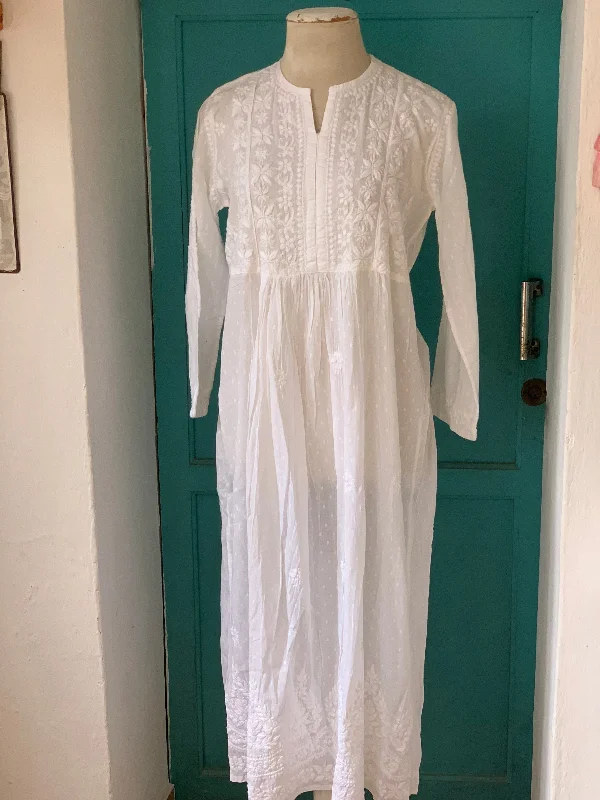 Anarkali  special long boho Ibiza tunica dress with lace white ibiza long cotton dress with hand embroidery