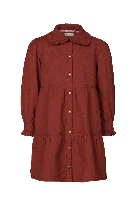 Jeannette Button Up Dress - Burnt Henna