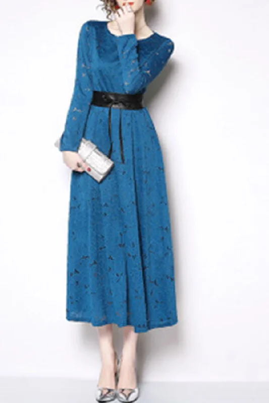 Crochet Eyelet Lace-up Lace Dress