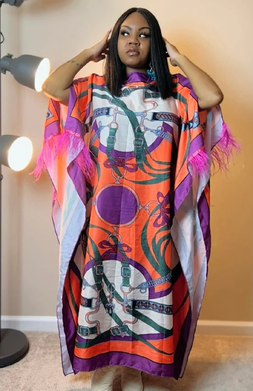 Fresh Heir Kaftan Feathered Sleeve Dress