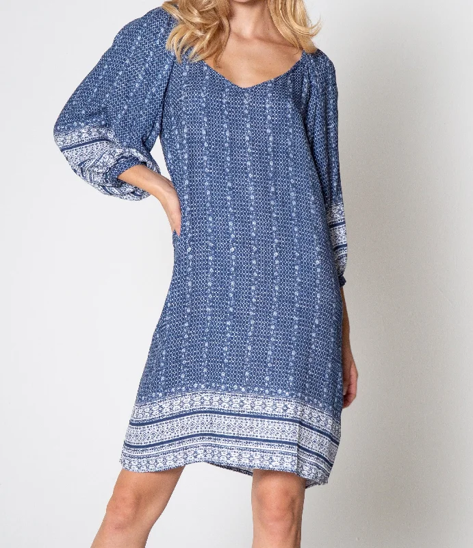 HATTIE HEART DRESS BATIK PRINT NAVY