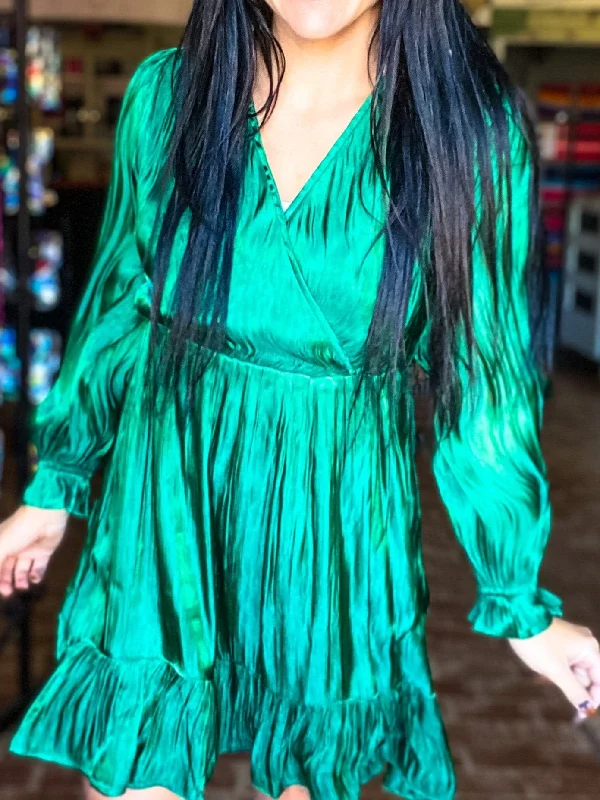 Holly Shimmer Dress- Emerald