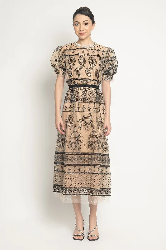 Alba Dress in Nude Black