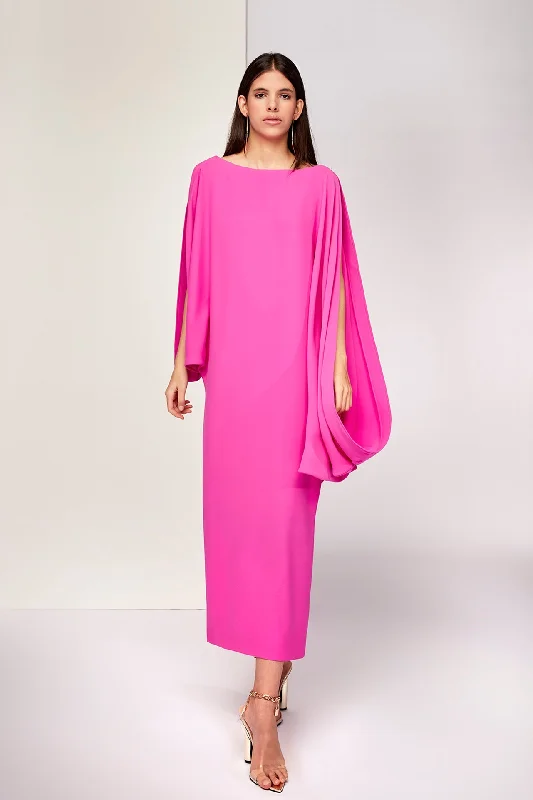 Jewel neckline tea length dress