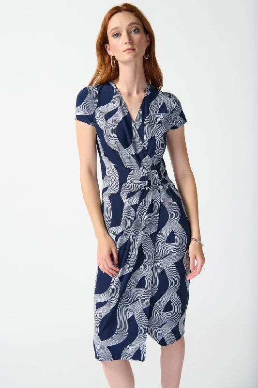 Joseph Ribkoff Dress 242023 Midnight Blue/Vanilla