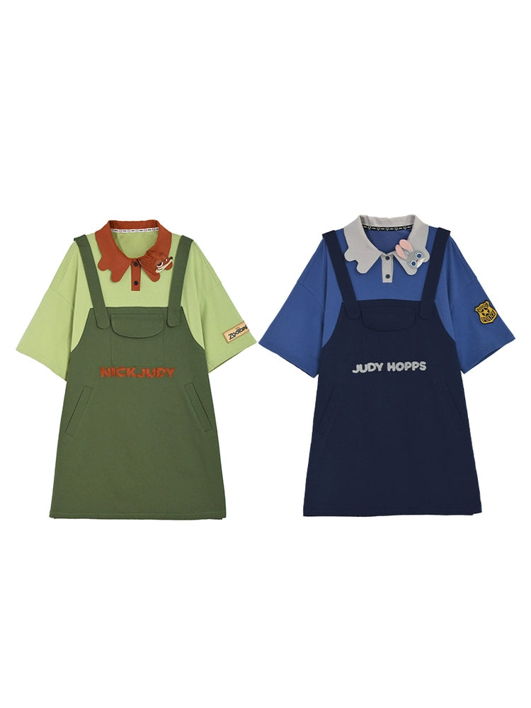 Judy & Nick Faux Two-Piece Loose Dresses