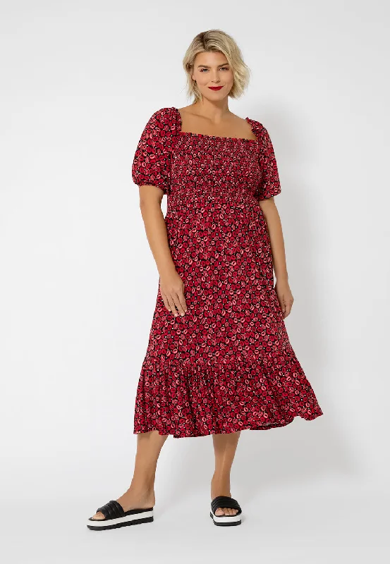 Leota Women's Kelly Ruffle Hem Dress Red