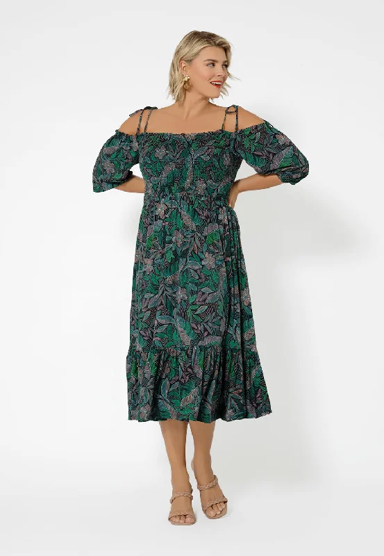 Leota Women's Kelly Ruffle Hem Dress Green