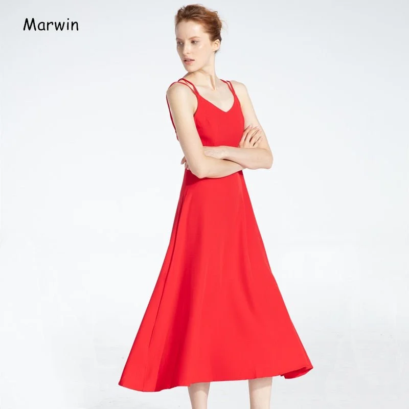 MARWIN Criss-Cross Back Spaghetti Strap Dress