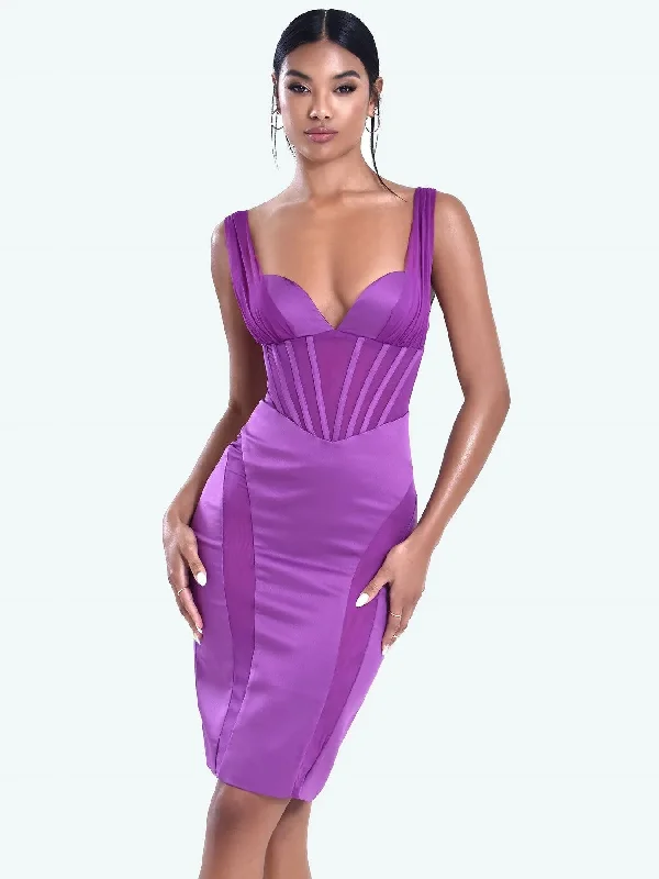 Mesh Corset Satin Dress
