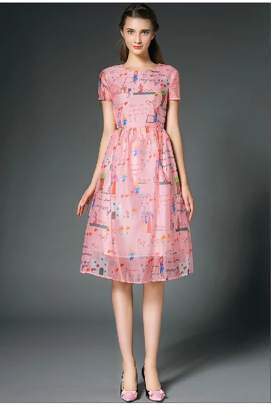 Monrsh Women's Colorful Slim Organza Dress