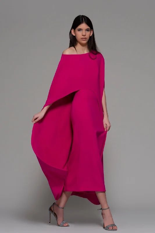Oversized cape with strapless dress