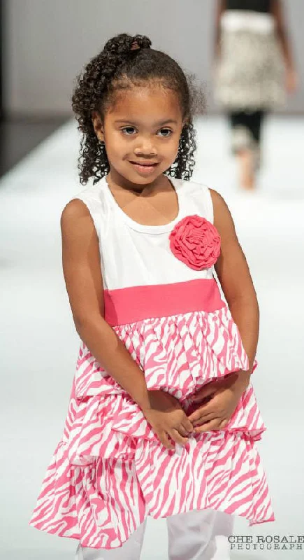 Pink Zebra print girls dress
