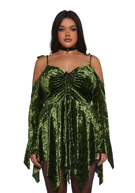 Plus F is For Fairies Handkerchief Dress - Olive Velvet