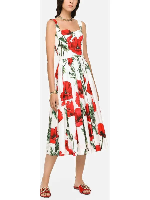 Poppy Print Poplin Bustier Sundress