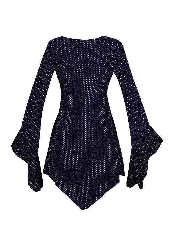 POSY BACKLESS PIXIE DRESS - NAVY POLKA DOT