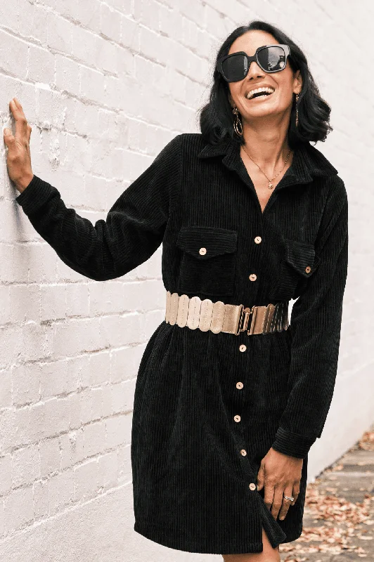 Remi Corduroy Dress Black