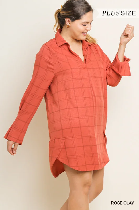 Rose Clay Plaid Dress