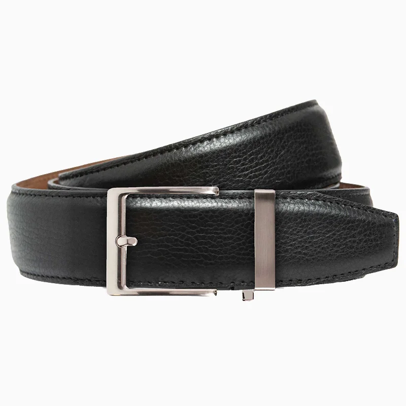 Pebble Black Dress Ratchet Belt  1.575" Strap [40mm]
