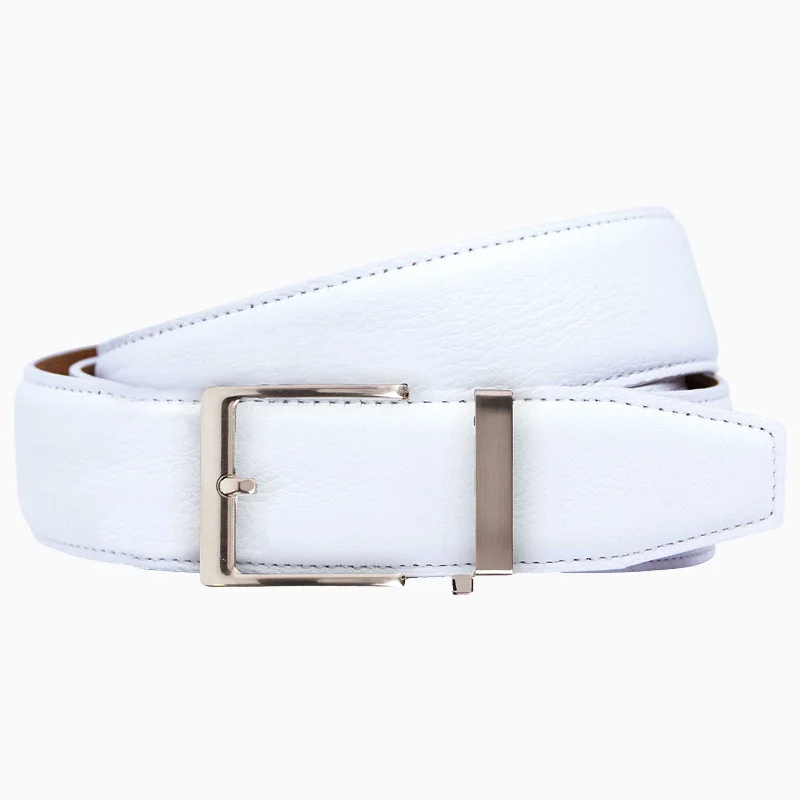 Pebble White Dress Ratchet Belt 1.575" Strap [40mm]