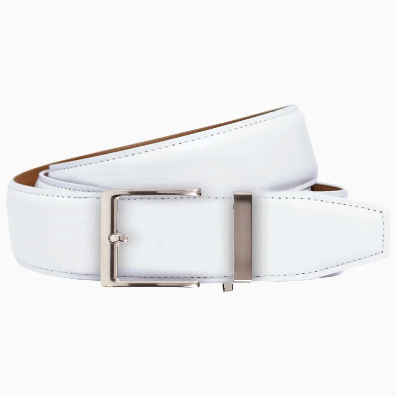 Smooth White Dress Ratchet Belt 1.575" Strap [40mm]