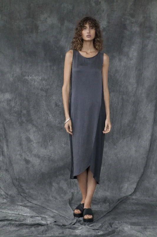 Silk & Organic Cotton Splice Dress - Black