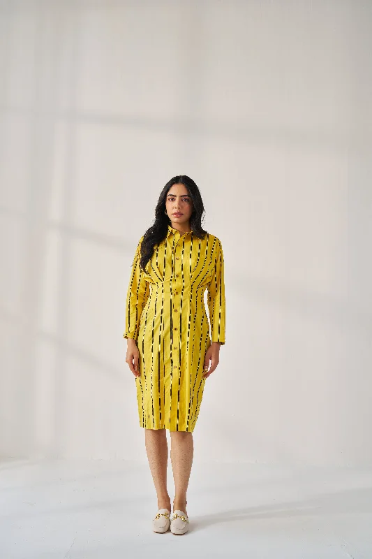 SUNSHINE-YELLOW STRIPE DRESS