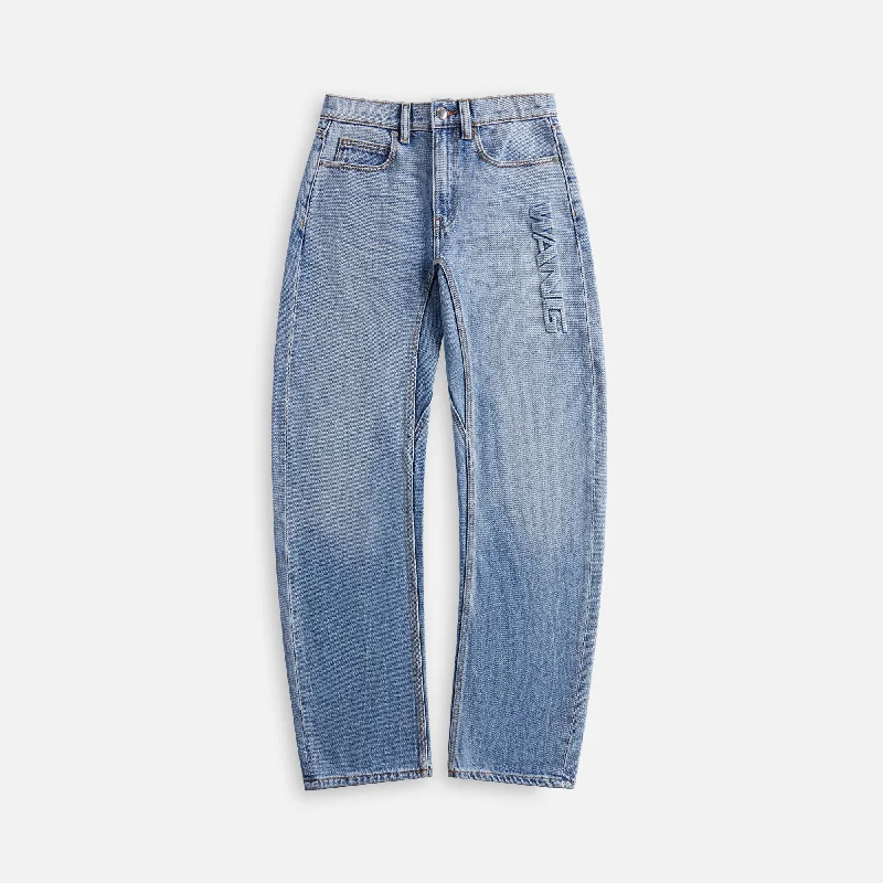 T by Alexander Wang Mid Rise Bowed Gusset Jean - Classic Light Indigo Fashionable Relaxed Fit Denim