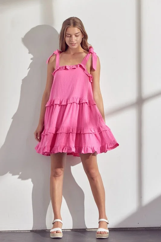 Tie Strap Ruffle Dress
