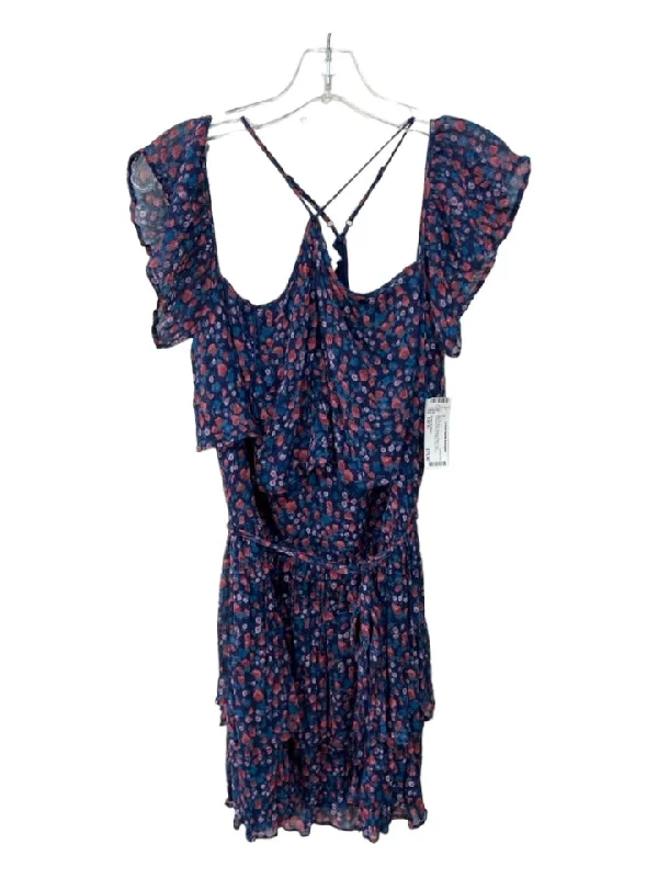 Zadig & Voltaire Size Est M Blue & Multi Missing Fabric Tag Textured Dress