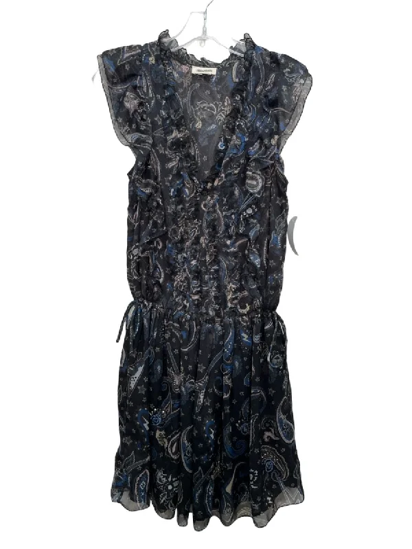 Zadig & Voltaire Size S Black Blue Cream Polyester Paisley V Neck Dress
