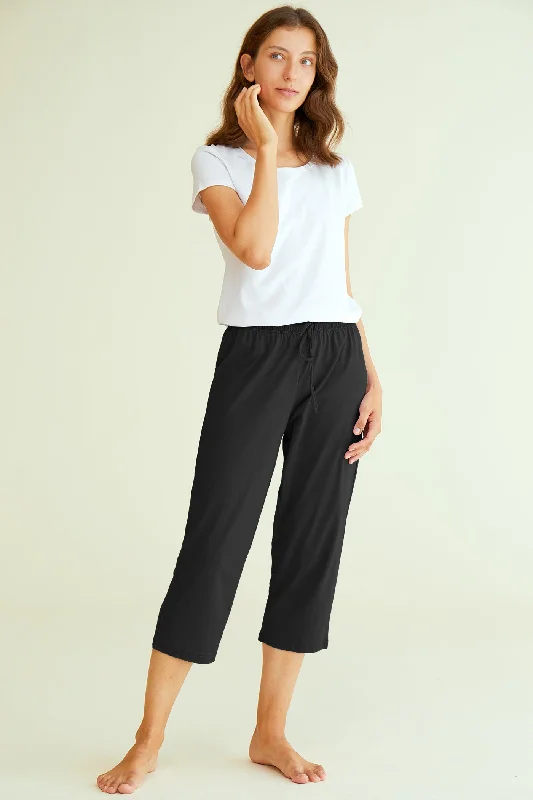 Women's Cotton Capri Pants Sleep Capris Chic Checkered Pants