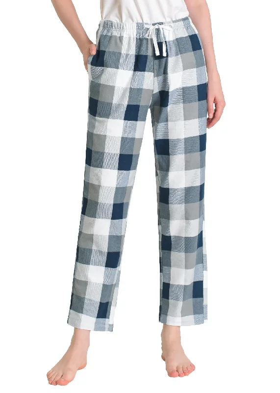 Women's Plaid Flannel Pajama Pants Cotton Pj Bottoms with Pockets Soft Stretch Pants