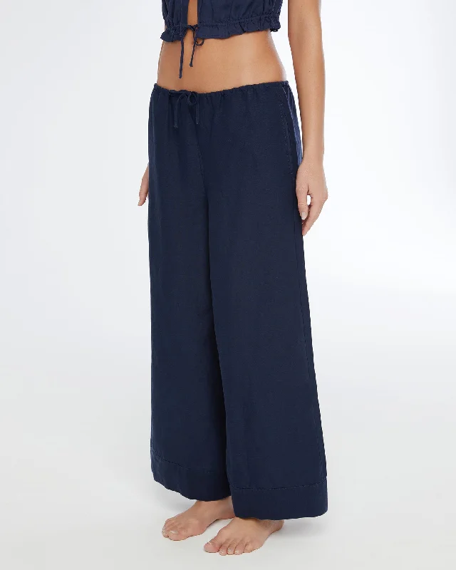 Air Linen Wide Leg Drawstring Pant Trendy Velvet Pants